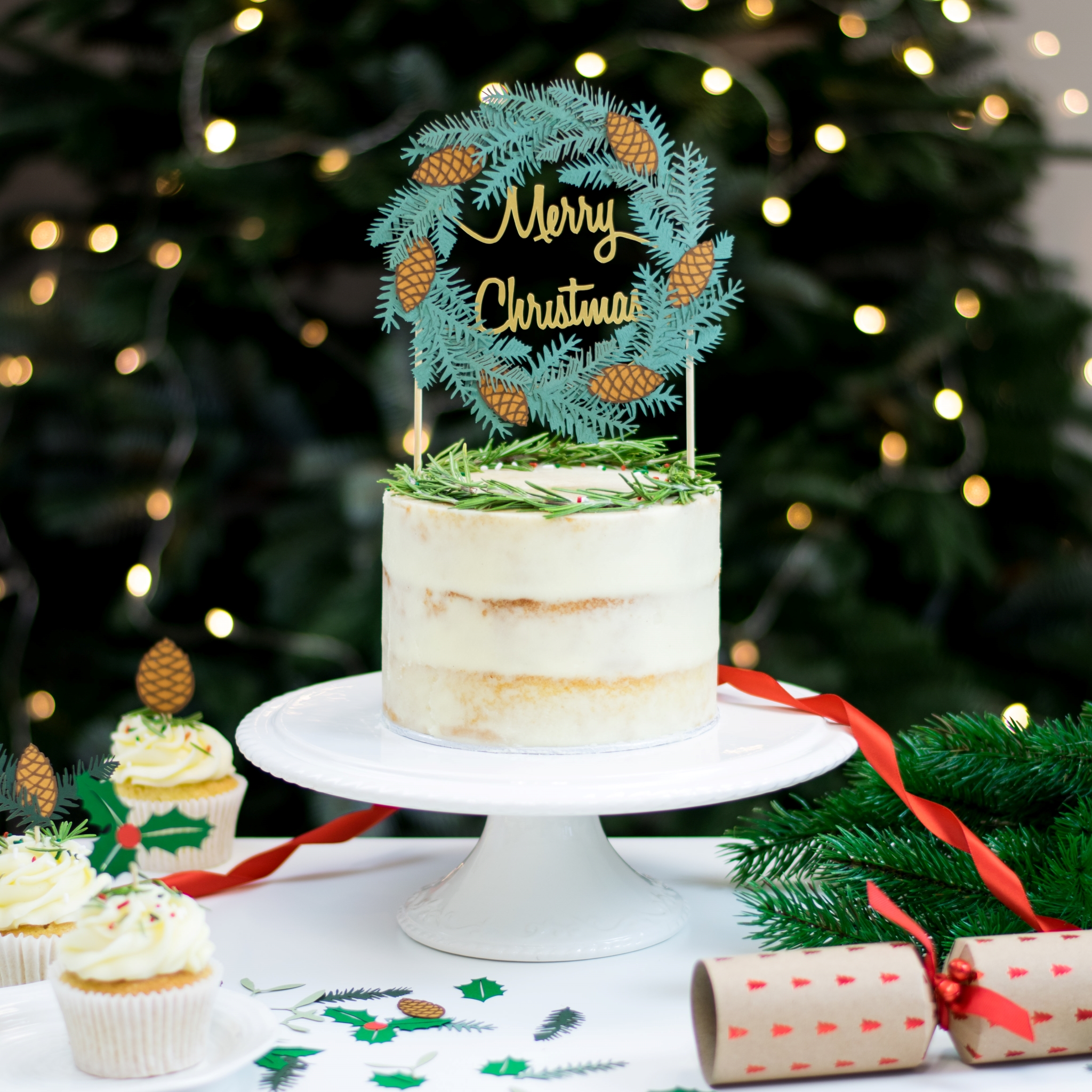Christmas Wreath Cake Toppers