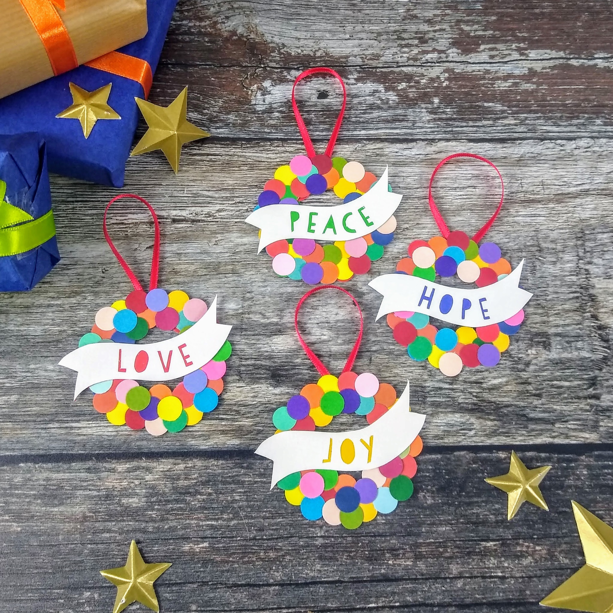 Colourful Christmas Baubles – Set of 4