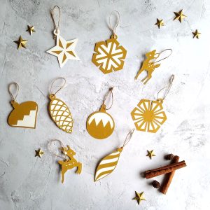 Gold Christmas Decoration Selection - Set of 9