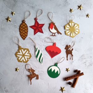Paper Christmas Decorations – Mixed Selection Set of 10