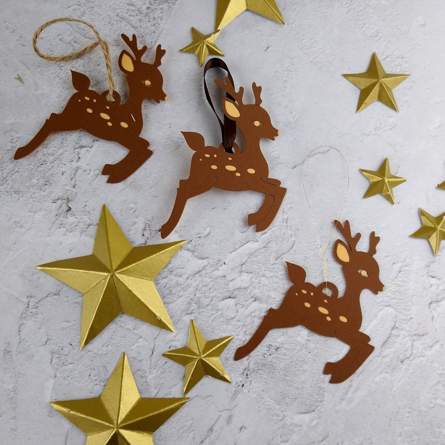Reindeer Tree Decorations – Set of 3 - Image 2