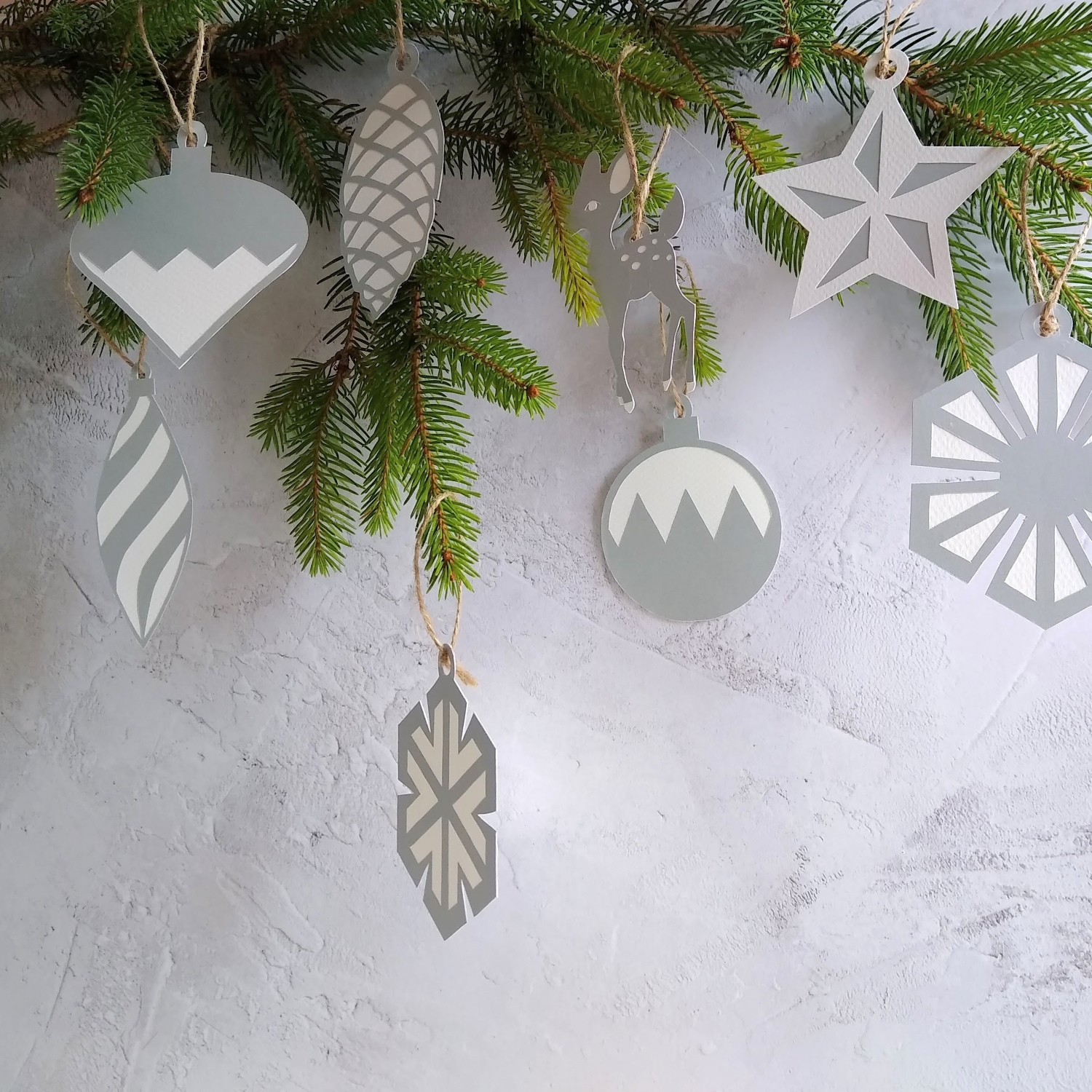Silver Christmas Decoration Selection - Set of 9 - Image 5