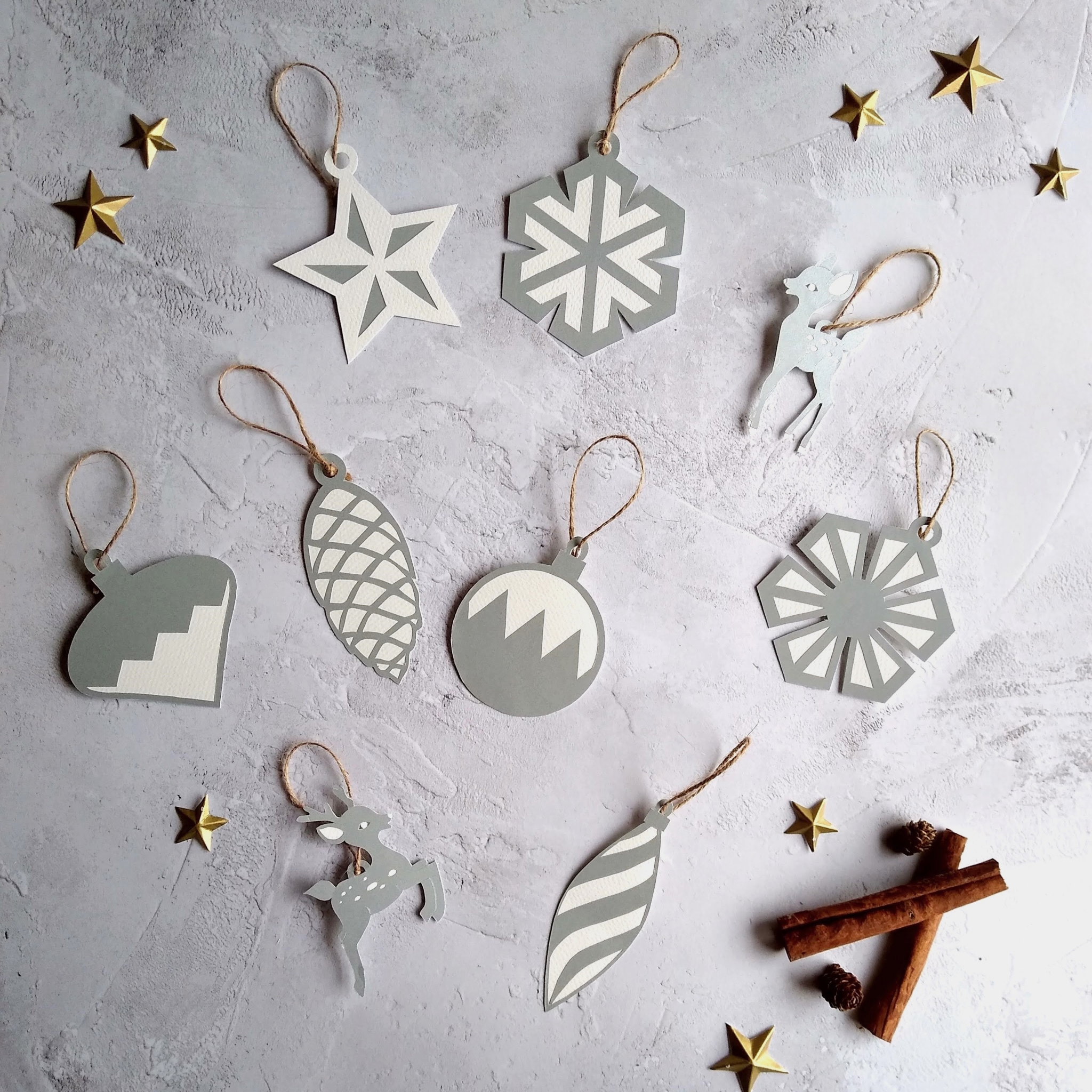 Silver Christmas Decoration Selection - Set of 9