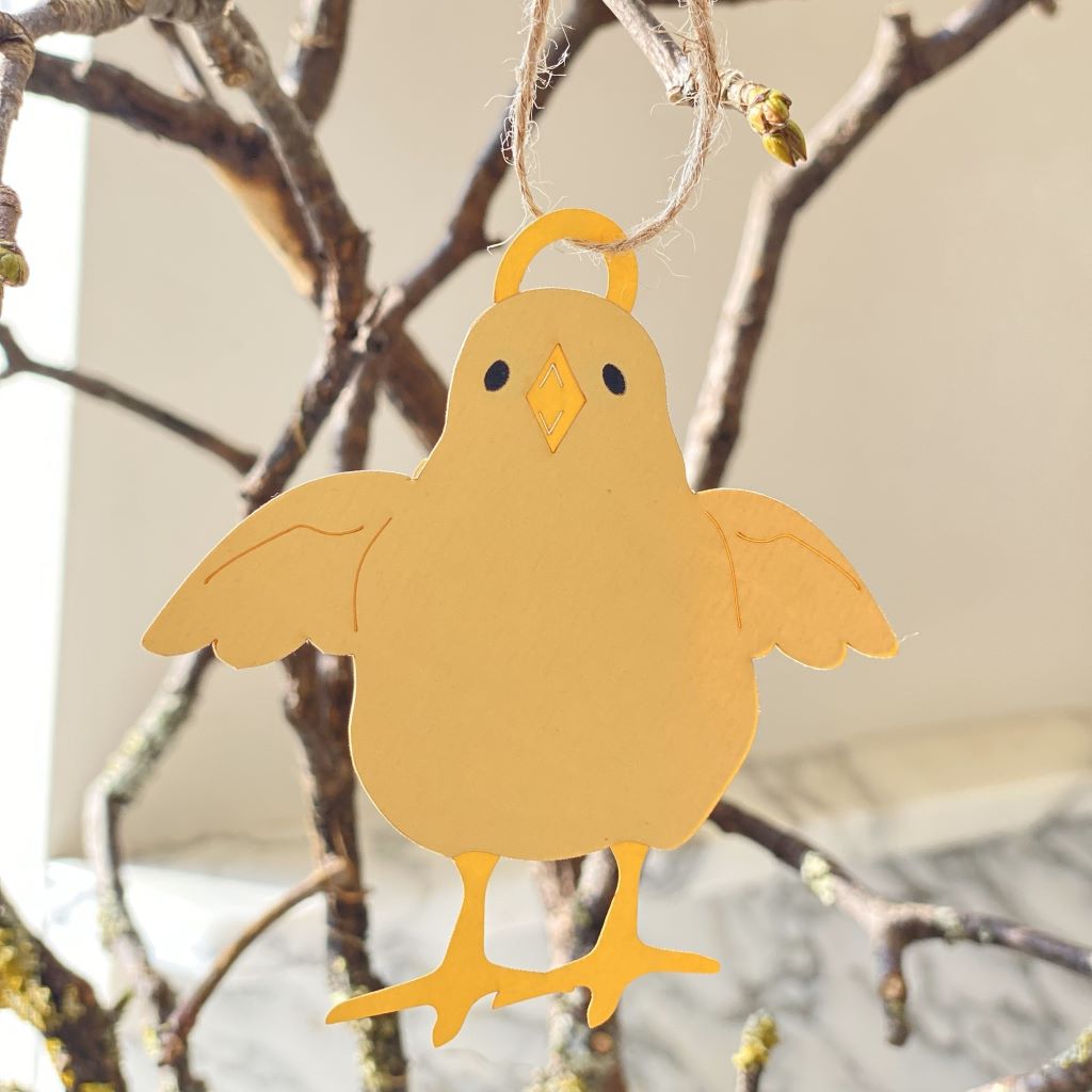 Easter Chick Design 2 hanging on Easter Tree bare branches